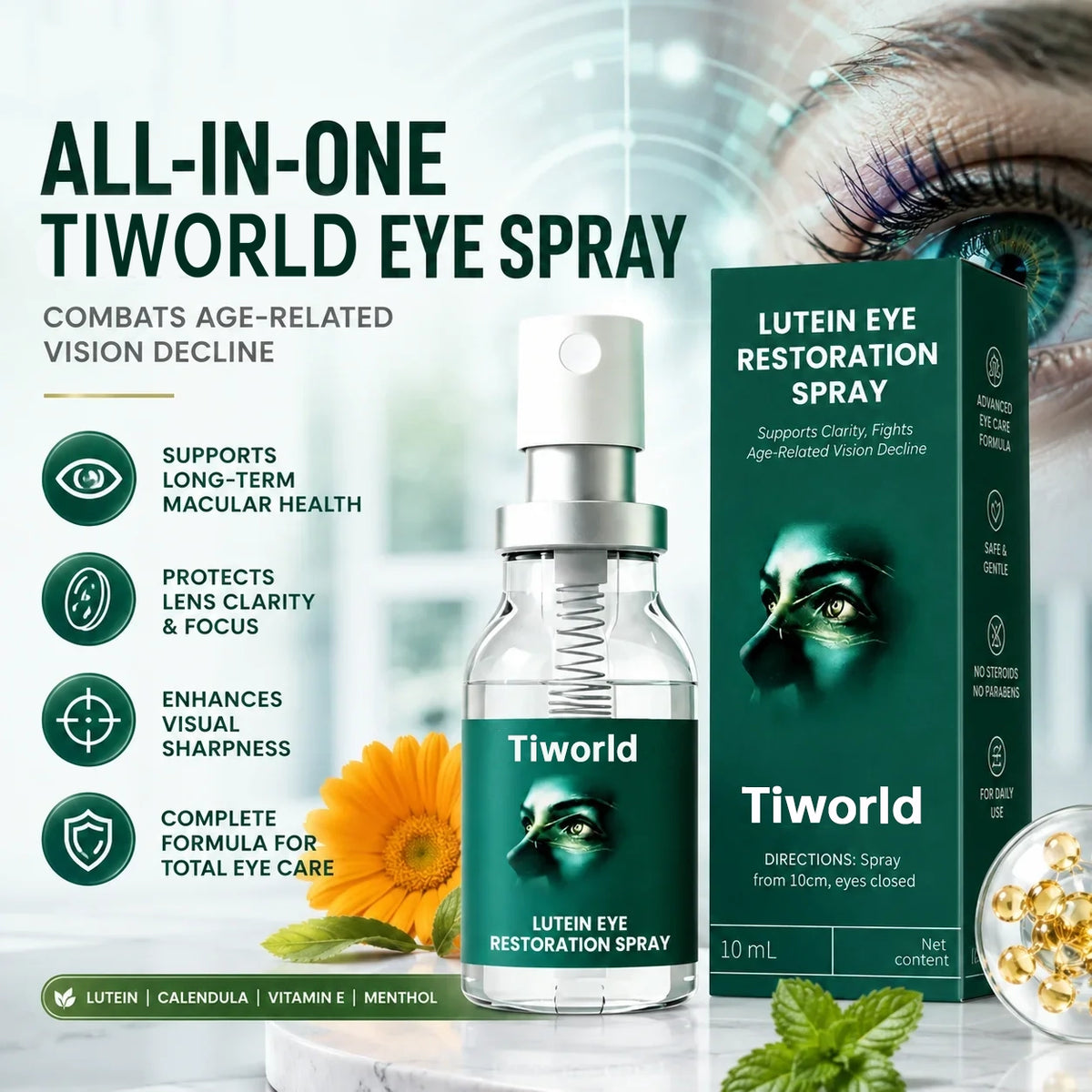 Tiworld® Lutein Eye Care Spray — 10-Second Daily Routine