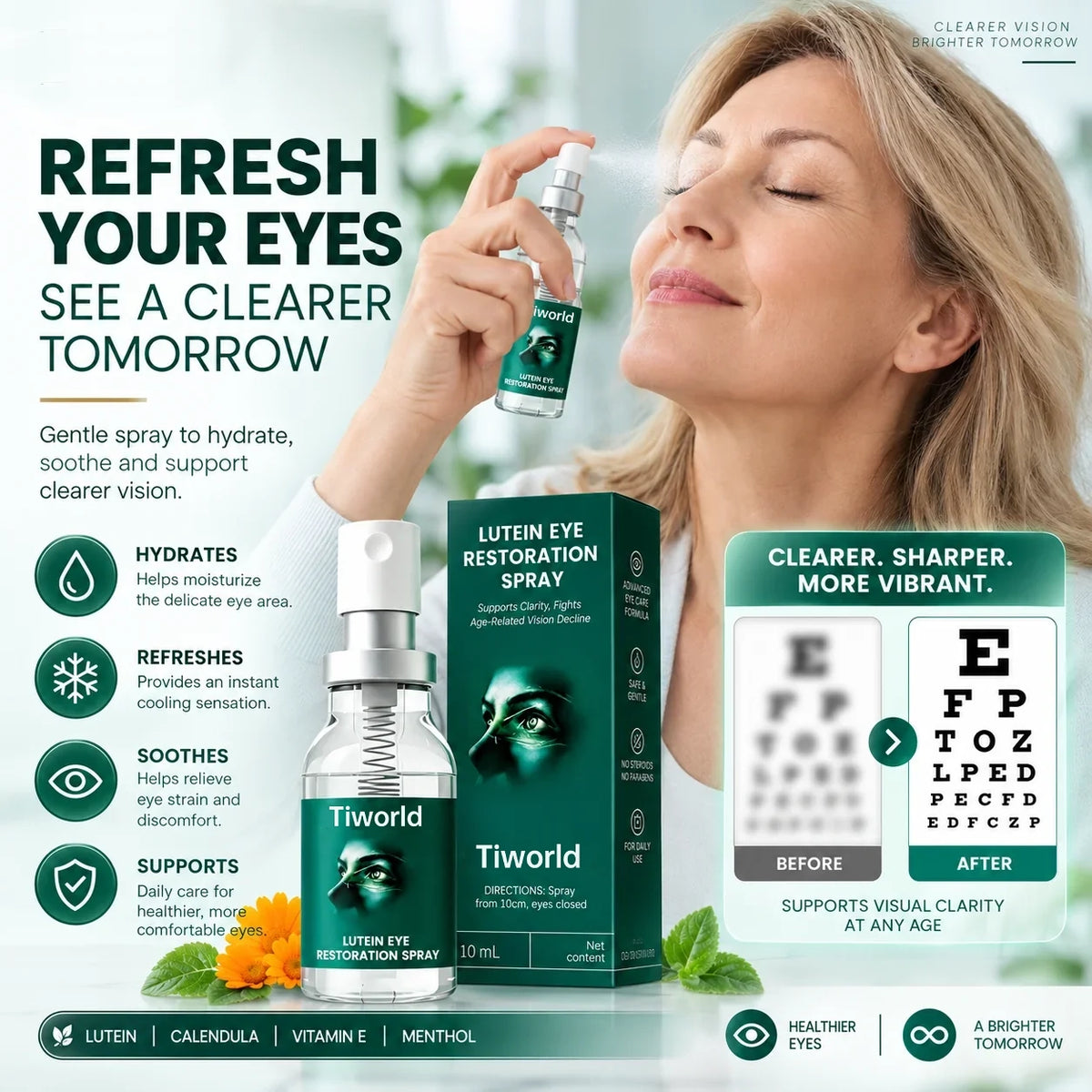 Tiworld® Lutein Eye Care Spray — 10-Second Daily Routine