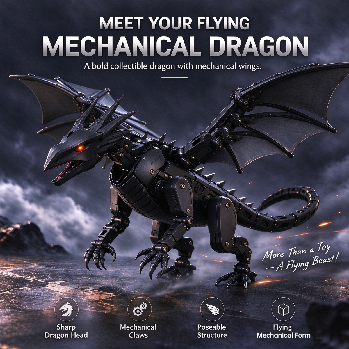 🔥 Flying Mechanical Dragon Transforming Toy