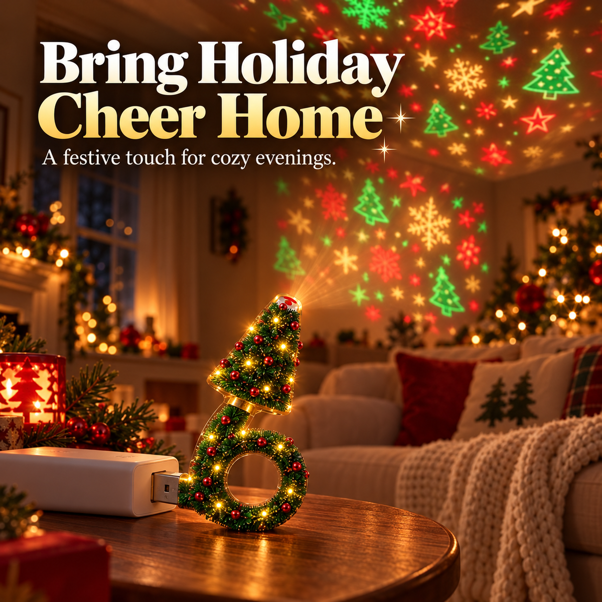USB Christmas Tree Projector Light