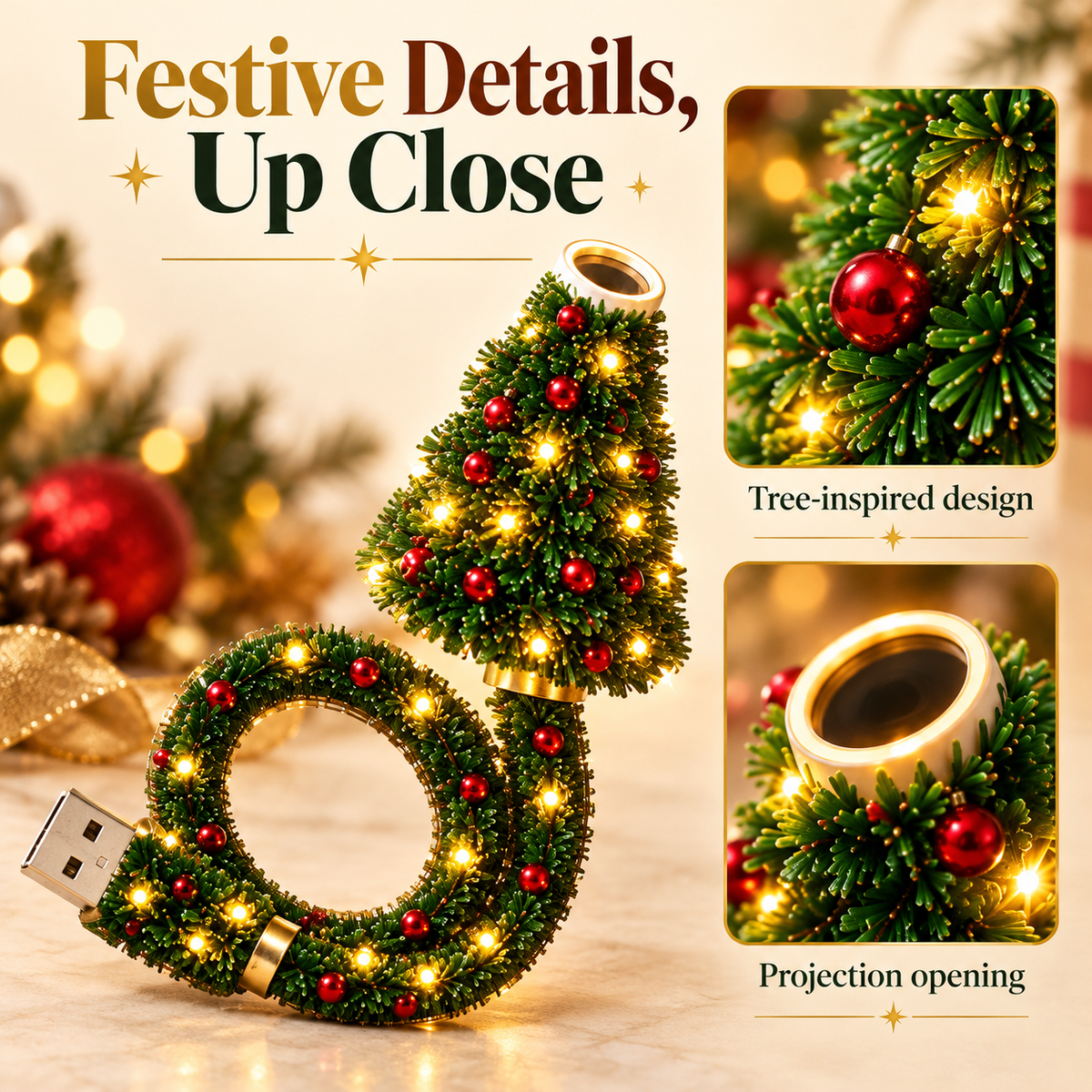 USB Christmas Tree Projector Light
