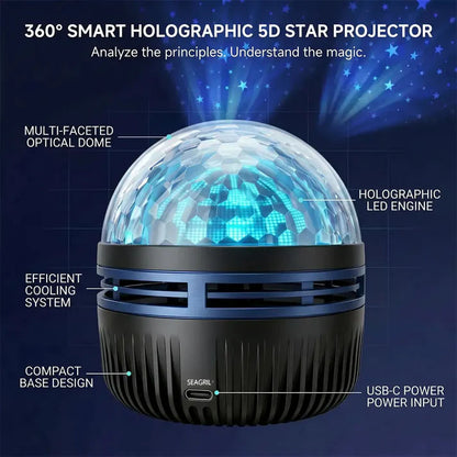 💕🎁SEAGRIL® 360° Smart Holographic Starry Sky Projector (HD Smart Dynamic 5D)