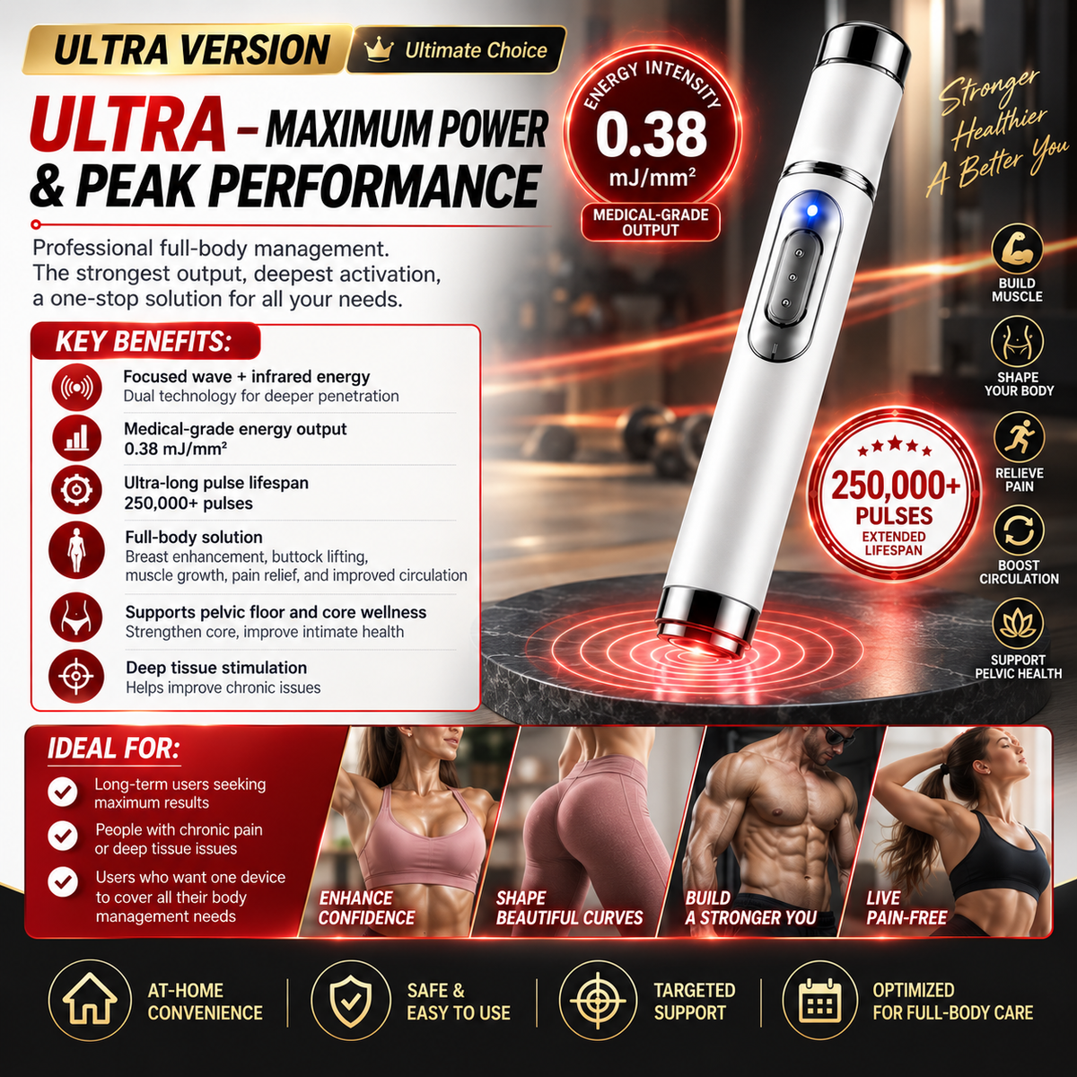 🔥ULTRASONIC SHOCK WAVE BODY THERAPY MASSAGER——Enhances bust and lifts buttocks. Fuel Muscle Growth.Boost Circulation. Relieve Pain.