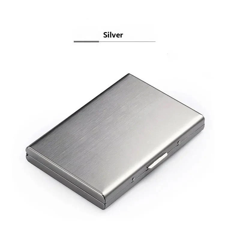 RFID Blocking Stainless Steel Card Holder – 10-Card Capacity, Slim Anti-Theft Metal Wallet
