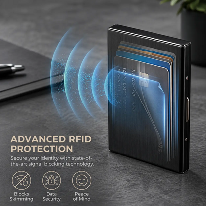 RFID Blocking Stainless Steel Card Holder – 10-Card Capacity, Slim Anti-Theft Metal Wallet