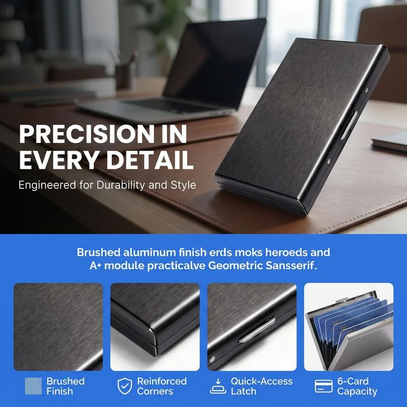 RFID Blocking Stainless Steel Card Holder – 10-Card Capacity, Slim Anti-Theft Metal Wallet