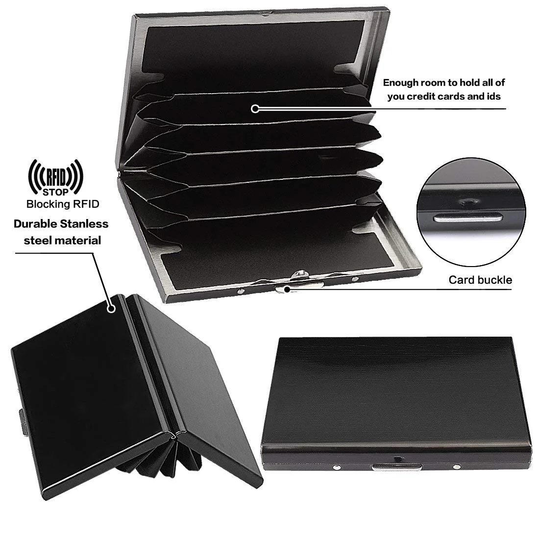 RFID Blocking Stainless Steel Card Holder – 10-Card Capacity, Slim Anti-Theft Metal Wallet