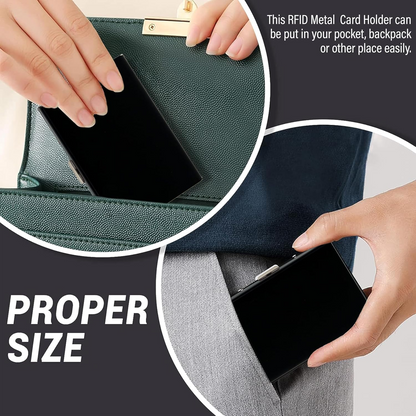 RFID Blocking Stainless Steel Card Holder – 10-Card Capacity, Slim Anti-Theft Metal Wallet