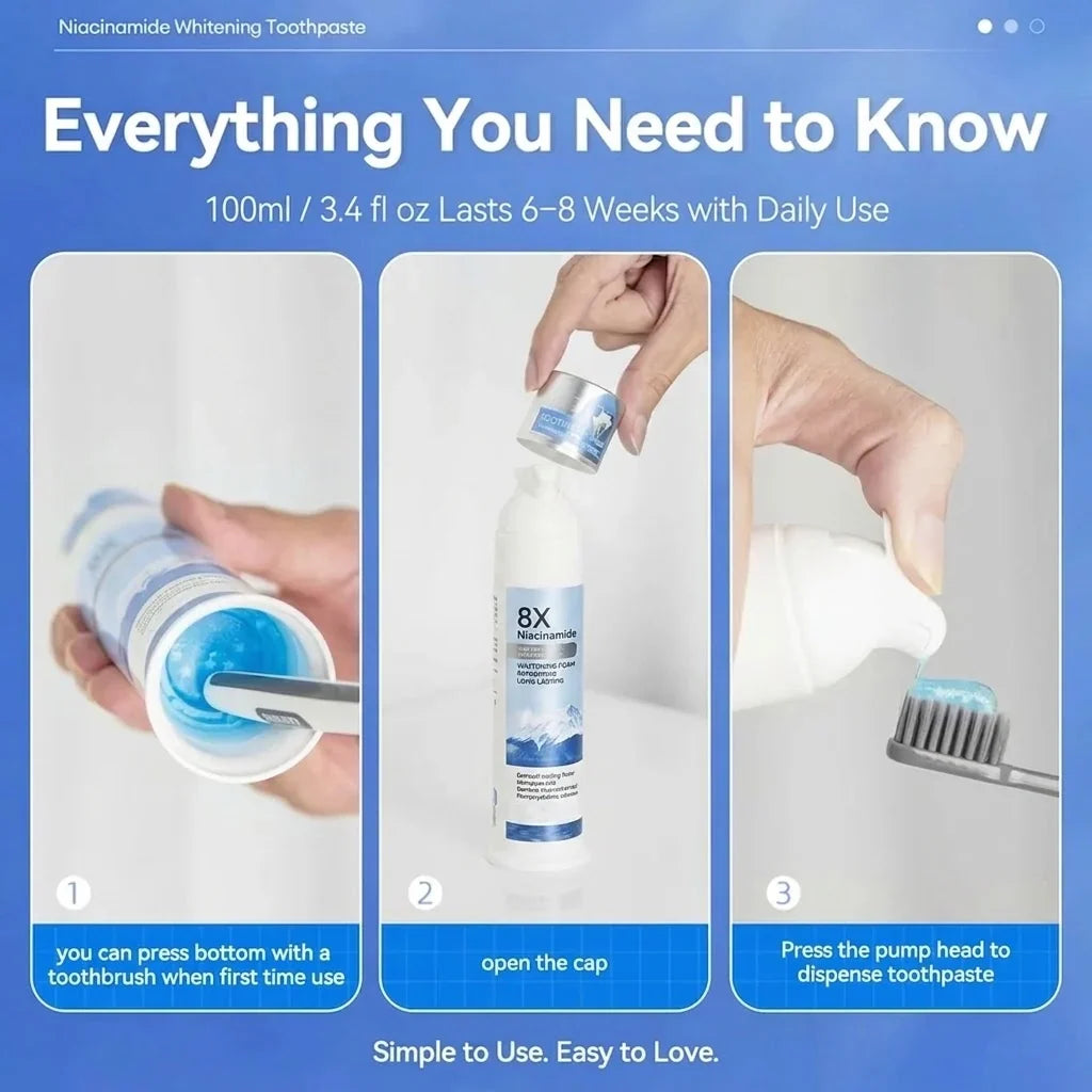 Three steps for using the toothpaste pump